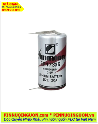 Sunmoon ER17335 (chân thép 2 chấu hàn) _Pin nuôi nguồn PLC Sunmoon ER17335 lithium 3.6v 2/3A 2100mAh 